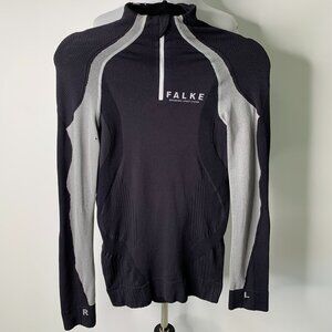 Falke Men's Mock Neck Black Gray Long Sleeve Shirt Size Small